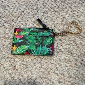 Victoria's Secret Tropical Floral Card Holder with Heart Keychain